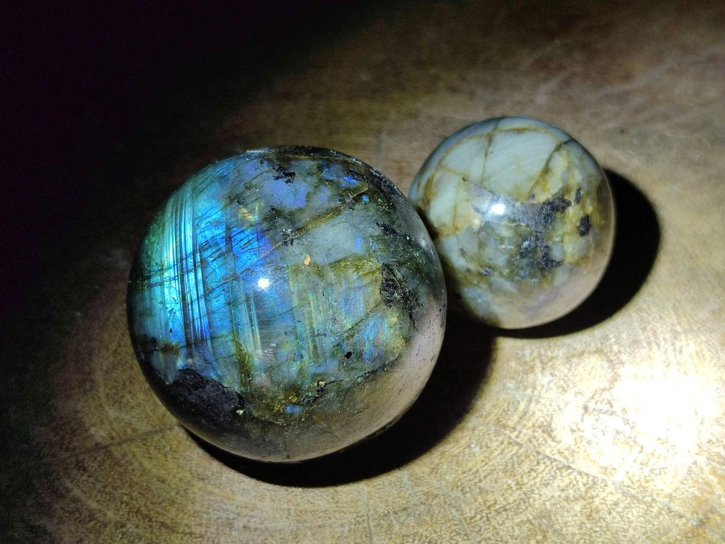 Polished Small Labradorite Spheres x 5 From Madagascar