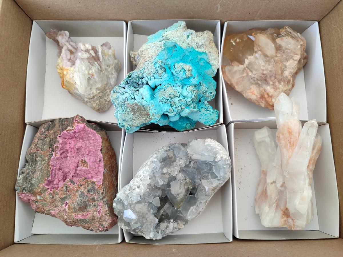 Natural Multi Mineral Specimens x 6 From Southern Africa