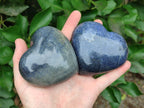 Polished Large Lazulite Hearts x 6 From Madagascar
