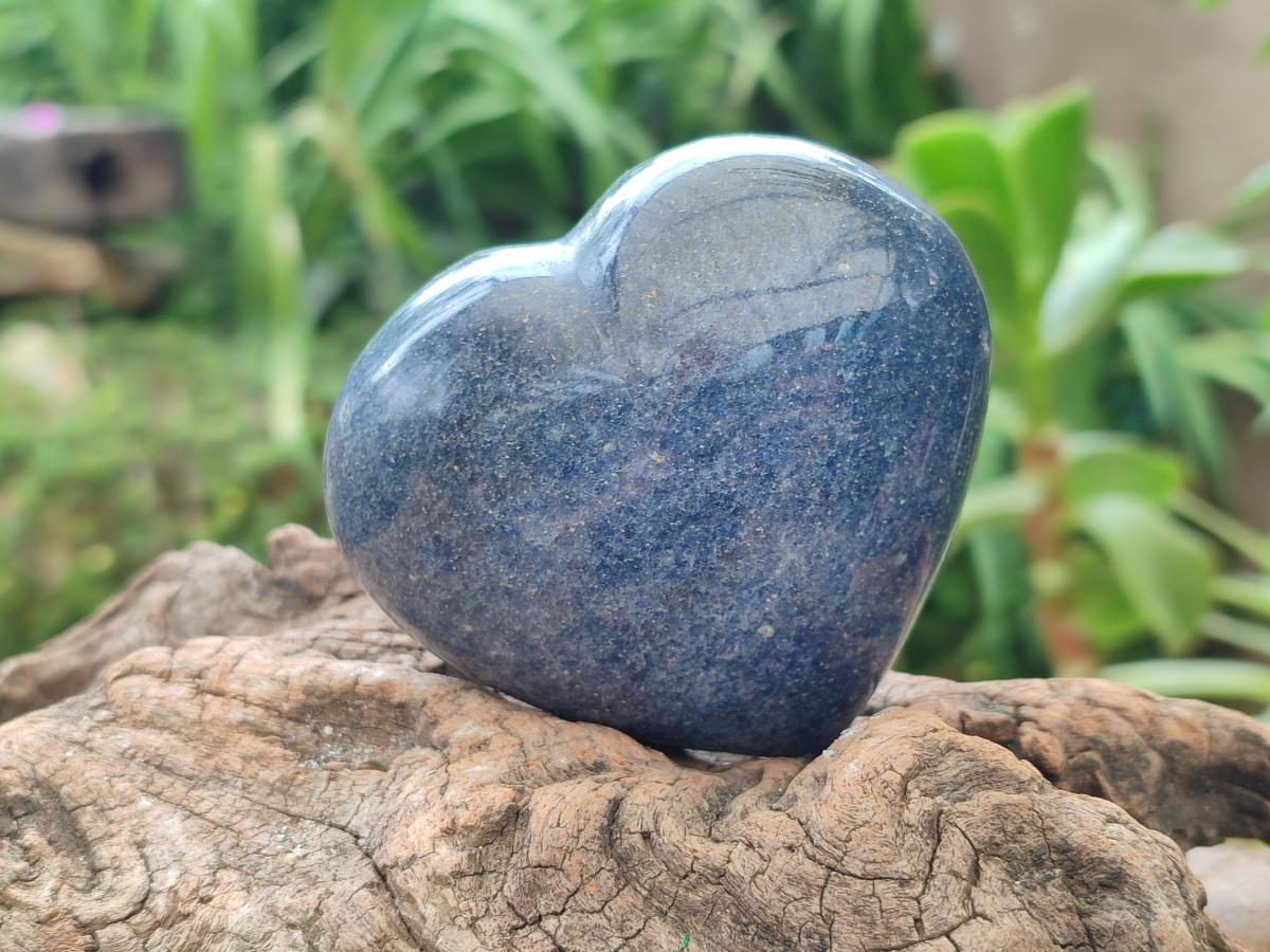 Polished Large Lazulite Hearts x 6 From Madagascar