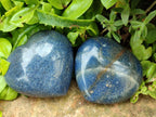 Polished Large Lazulite Hearts x 6 From Madagascar