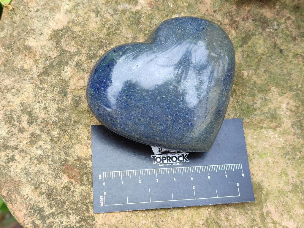 Polished Large Lazulite Hearts x 6 From Madagascar