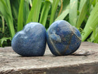 Polished Large Lazulite Hearts x 6 From Madagascar
