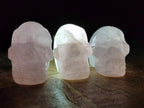 Hand Made Small Gemmy Rose Quartz Skull Carvings x 5 From Madagascar