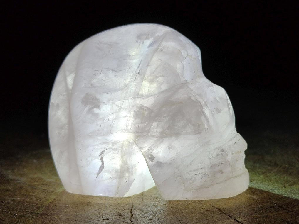 Hand Made Small Gemmy Rose Quartz Skull Carvings x 5 From Madagascar