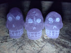 Hand Made Small Gemmy Rose Quartz Skull Carvings x 5 From Madagascar