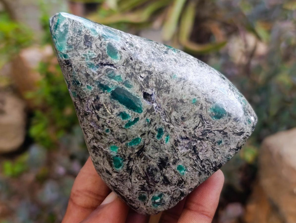 Polished Emerald Mica 'Mutokolite' Standing Free Forms x 4 From Mutoko, Zimbabwe