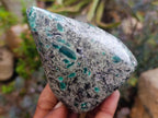 Polished Emerald Mica 'Mutokolite' Standing Free Forms x 4 From Mutoko, Zimbabwe