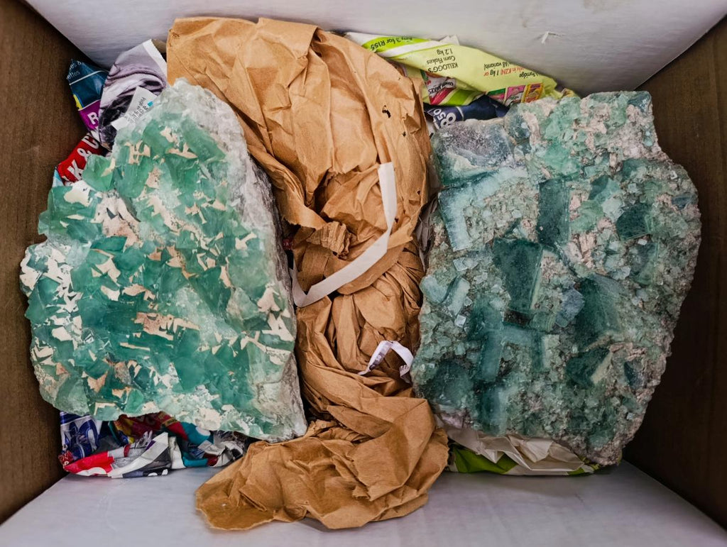 Natural Cubic Green Fluorite Cluster Specimens x 2 From Mandrosonoro, Madagascar