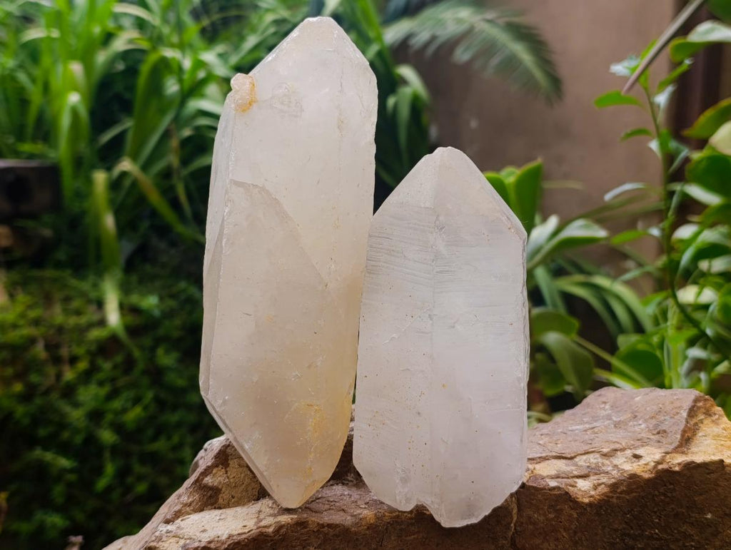 Natural Double Terminated Quartz Crystals x 5 From Madagascar