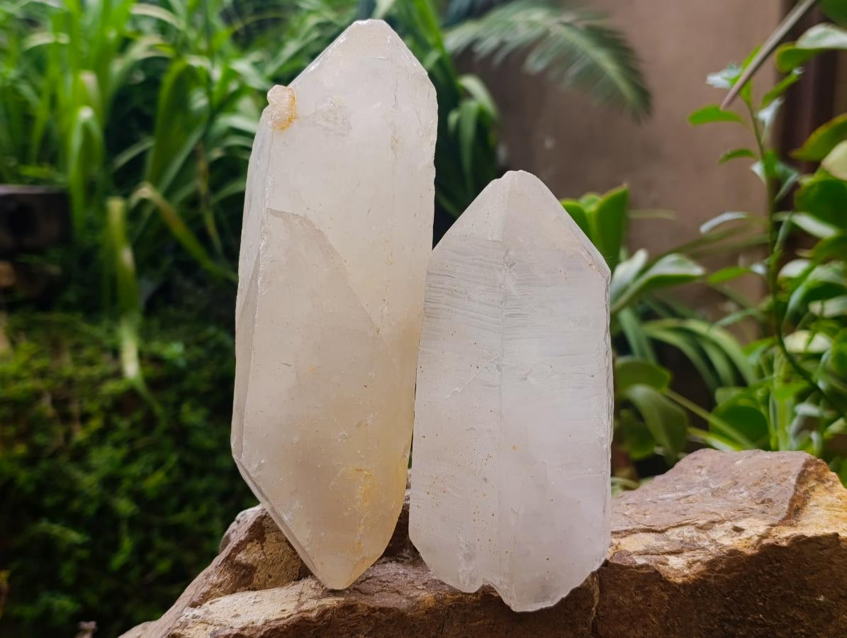 Natural Double Terminated Quartz Crystals x 5 From Madagascar