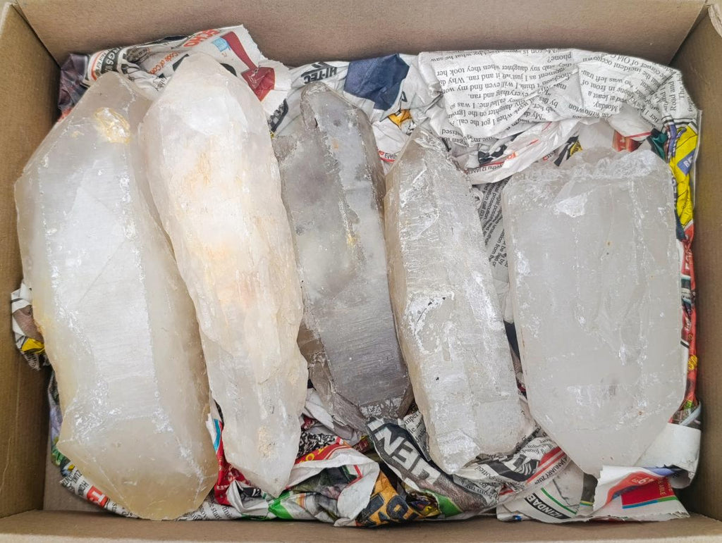 Natural Double Terminated Quartz Crystals x 5 From Madagascar