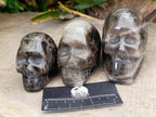 Hand Made Smokey Window Quartz Skull Carvings x 3 From Madagascar