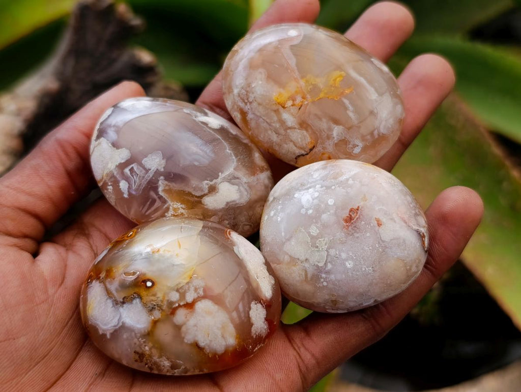 Polished Flower Agate Palm Stones x 20 From Antsahalova, Madagascar