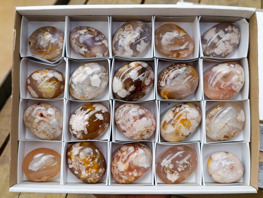 Polished Flower Agate Palm Stones x 20 From Antsahalova, Madagascar
