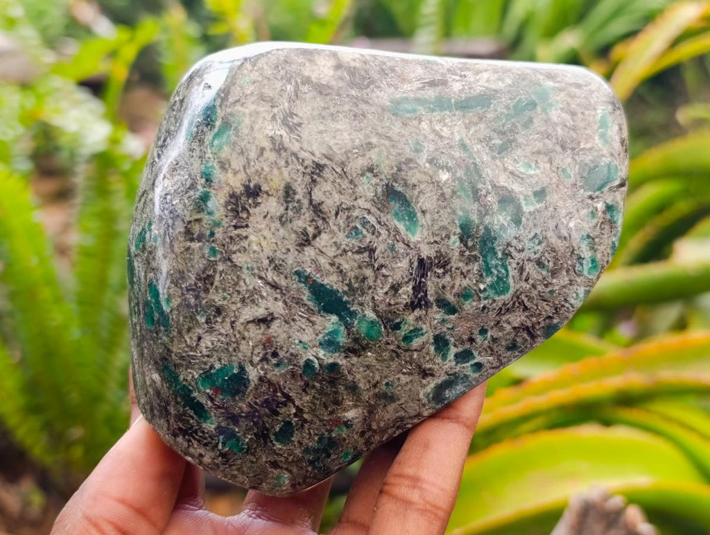 Polished Emerald Mica 'Mutokolite' Standing Free Forms x 3 From Mutoko, Zimbabwe