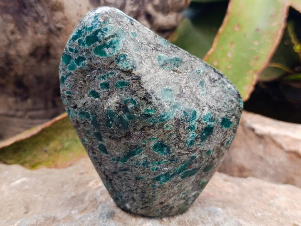 Polished Emerald Mica 'Mutokolite' Standing Free Forms x 3 From Mutoko, Zimbabwe