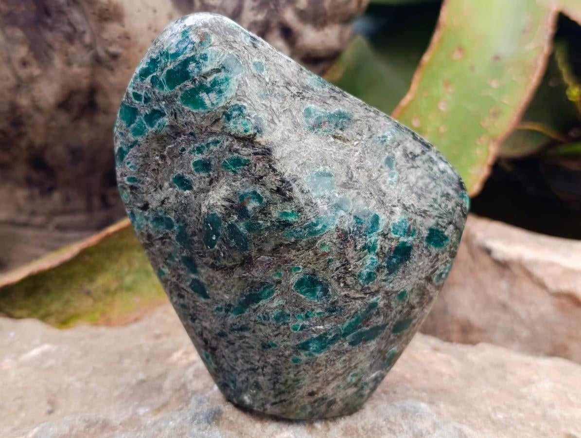 Polished Emerald Mica 'Mutokolite' Standing Free Forms x 3 From Mutoko, Zimbabwe