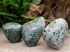Polished Emerald Mica 'Mutokolite' Standing Free Forms x 3 From Mutoko, Zimbabwe