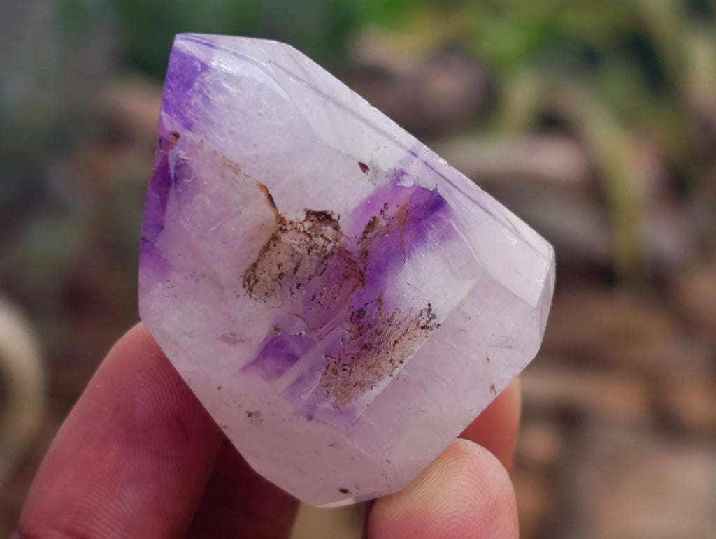 Polished Window Amethyst Crystals x 12 From Akansobe, Madagascar