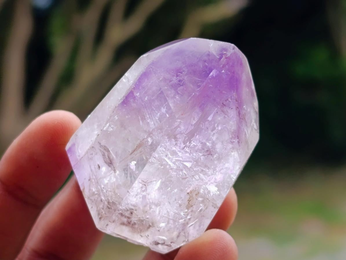 Polished Window Amethyst Crystals x 12 From Akansobe, Madagascar