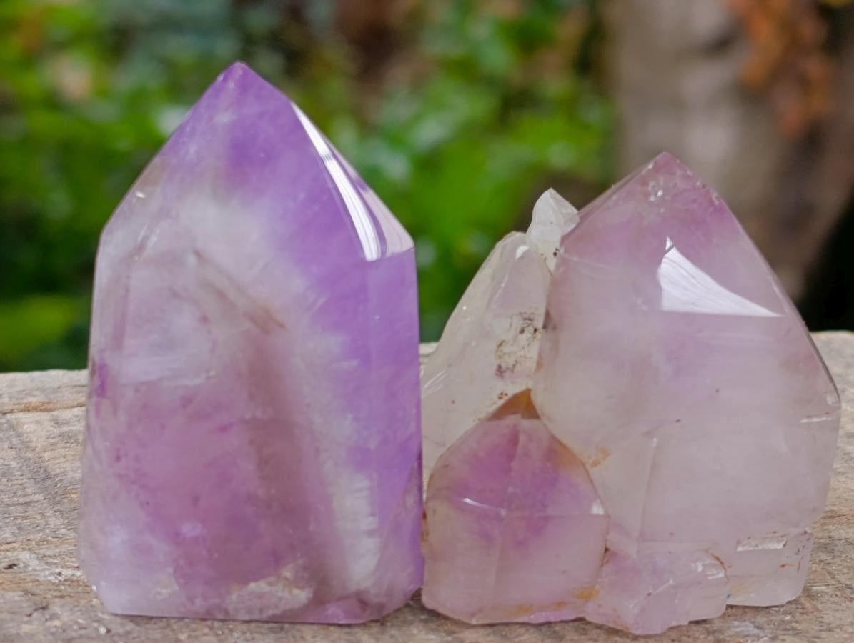 Polished Window Amethyst Crystals x 12 From Akansobe, Madagascar