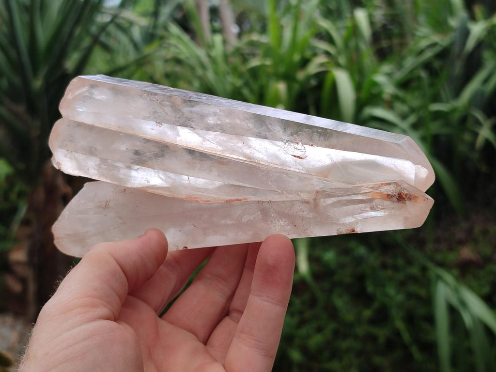 Natural Clear Phantom Quartz Crystals x 2 From Madagascar