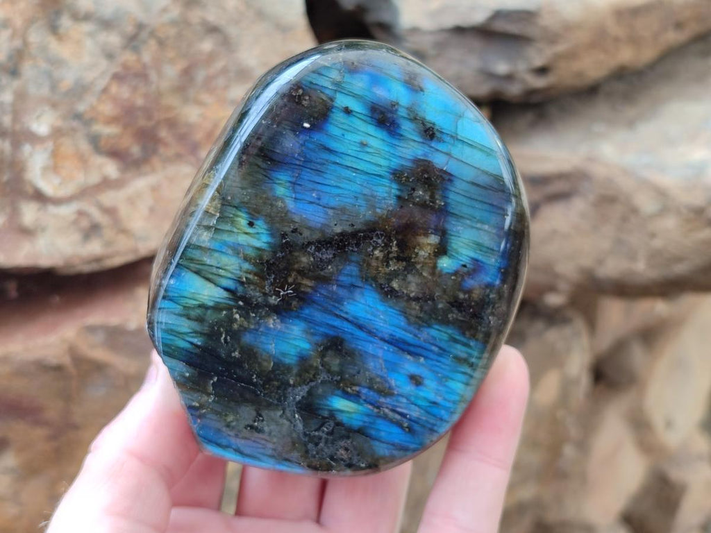 Polished Labradorite Standing Free Forms x 3 From Madagascar