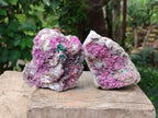 Natural Salrose Cobaltion Dolomite with Silky Malachite Specimens x 2 From Kakanda, Congo