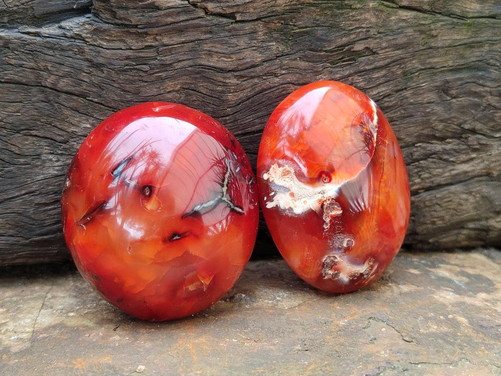 Polished Carnelian Agate Gemstone Galets x 12 From Madagascar