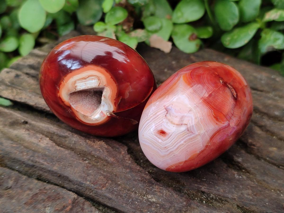 Polished Carnelian Agate Gemstone Galets x 12 From Madagascar