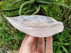 Hand Made Gemmy Rose Quartz Leaf Bowl Carvings x 4 From Madagascar