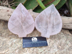 Hand Made Gemmy Rose Quartz Leaf Bowl Carvings x 4 From Madagascar