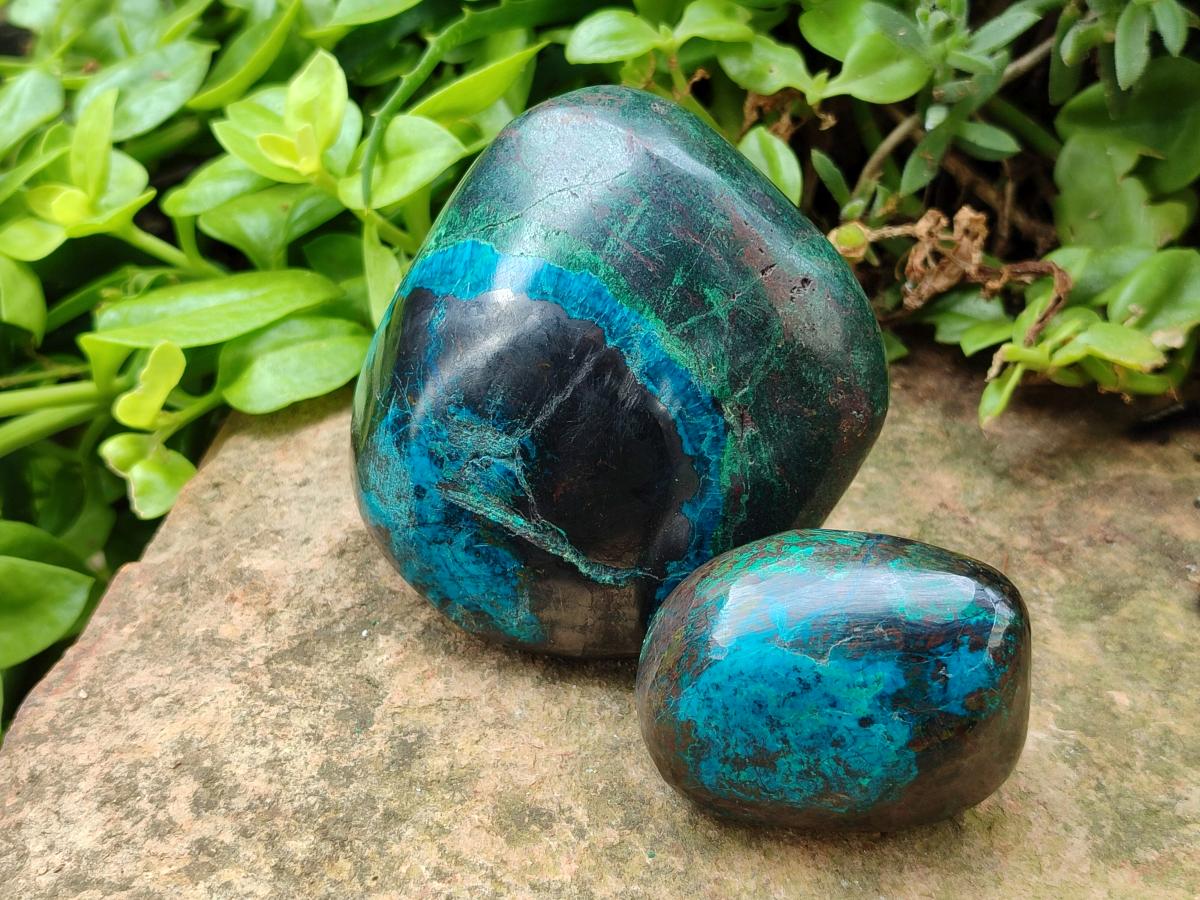 Polished Shattuckite Free Forms x 6 From Kaokoveld, Namibia