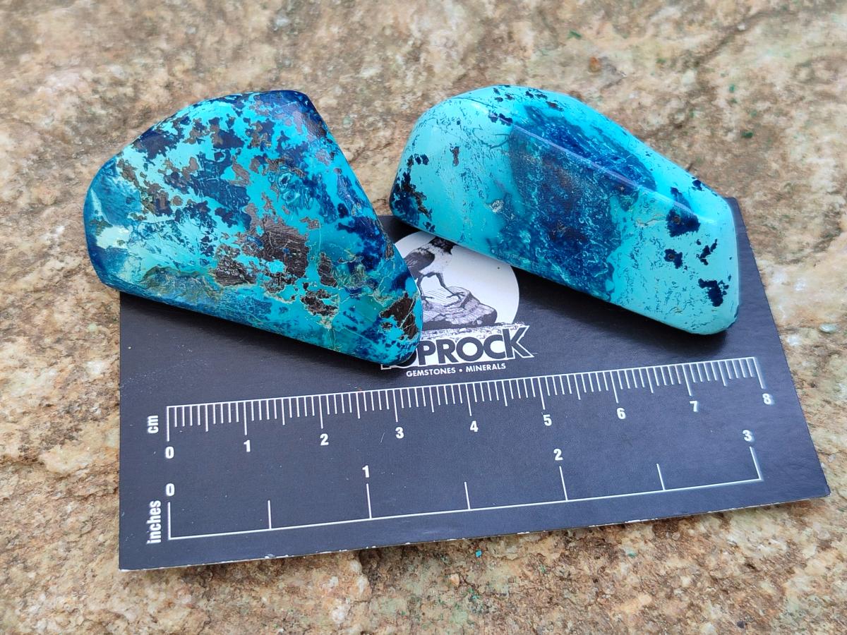 Polished Shattuckite Free Forms x 6 From Kaokoveld, Namibia