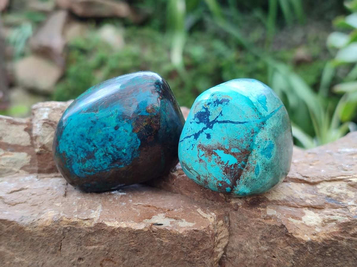 Polished Shattuckite Free Forms x 6 From Kaokoveld, Namibia