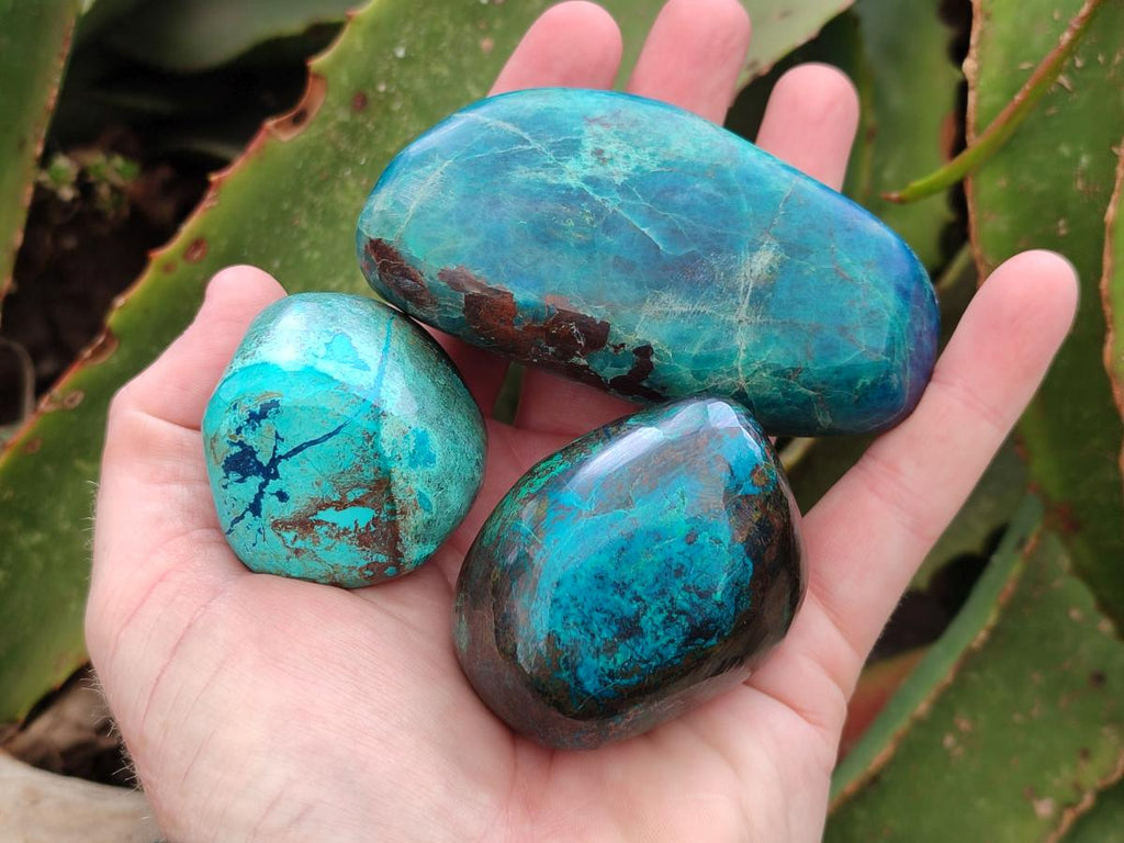 Polished Shattuckite Free Forms x 6 From Kaokoveld, Namibia