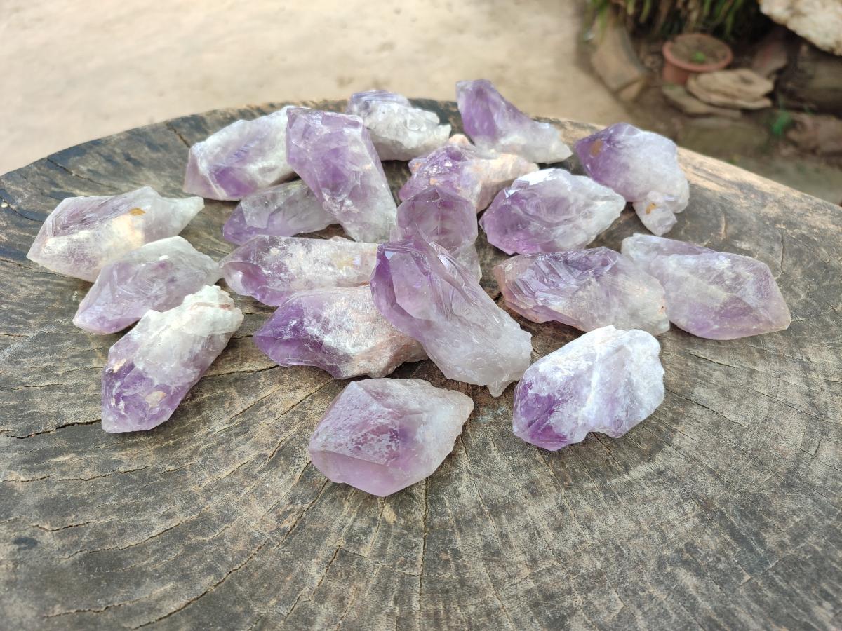 Natural Jacaranda Amethyst Single Crystals x 20 From Mumbwa, Zambia