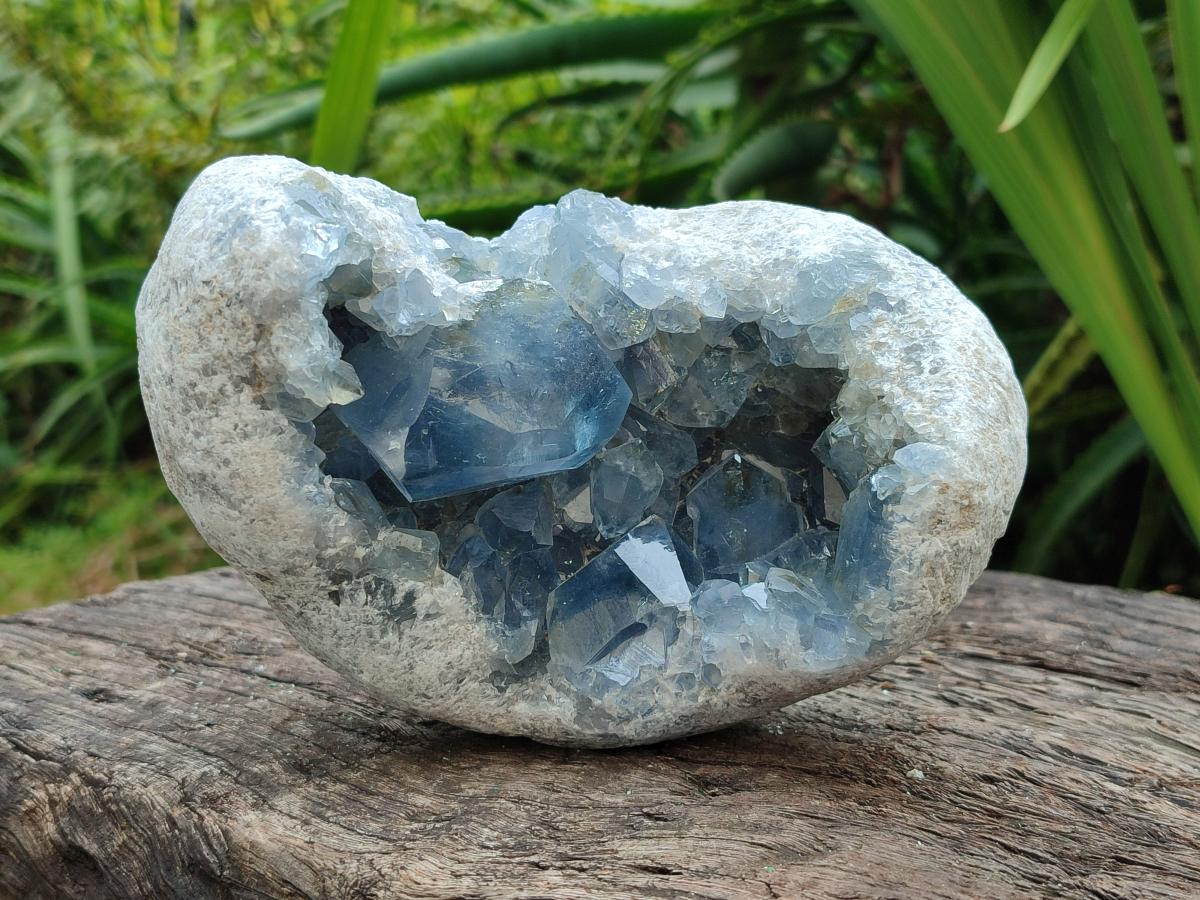 Natural Blue Celestite Geode Cluster Specimens x 2 From Sakoany, Madagascar