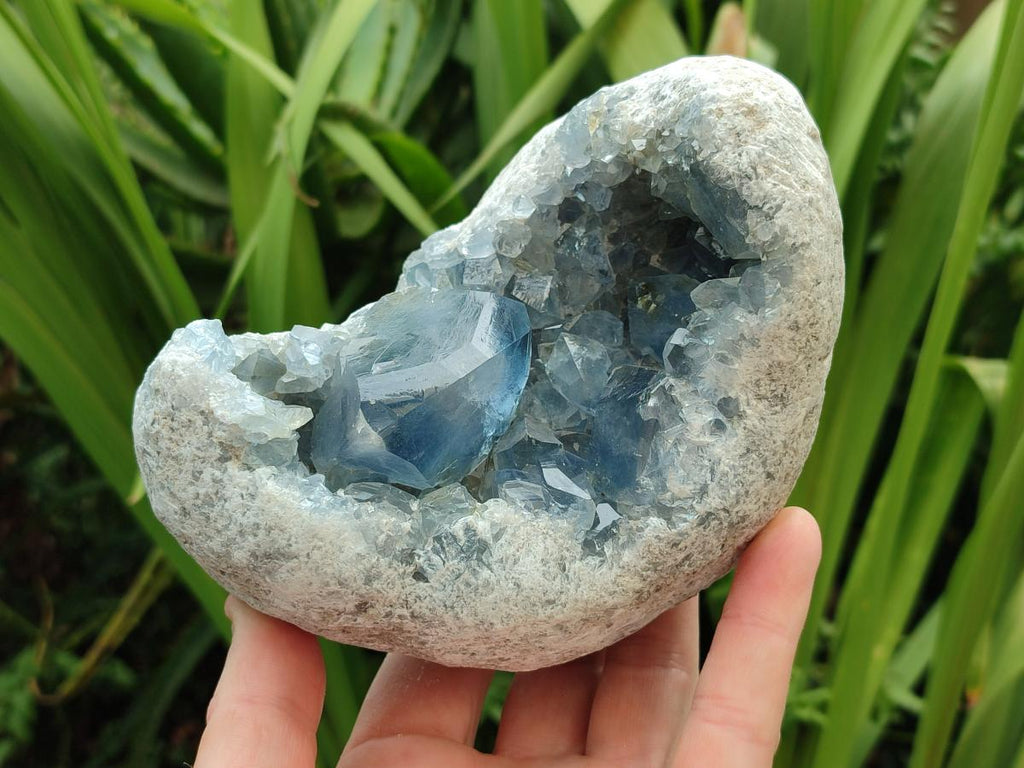 Natural Blue Celestite Geode Cluster Specimens x 2 From Sakoany, Madagascar