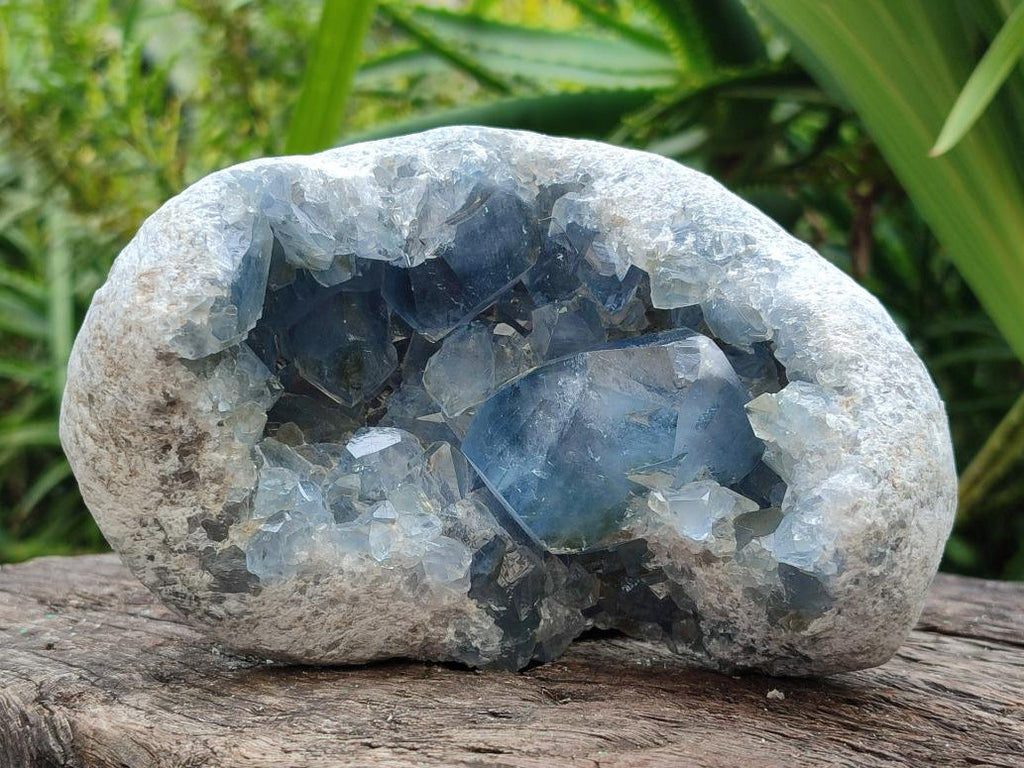 Natural Blue Celestite Geode Cluster Specimens x 2 From Sakoany, Madagascar