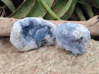Natural Blue Celestite Geode Cluster Specimens x 2 From Sakoany, Madagascar