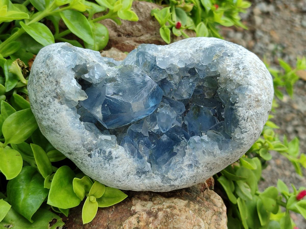 Natural Blue Celestite Geode Cluster Specimens x 2 From Sakoany, Madagascar