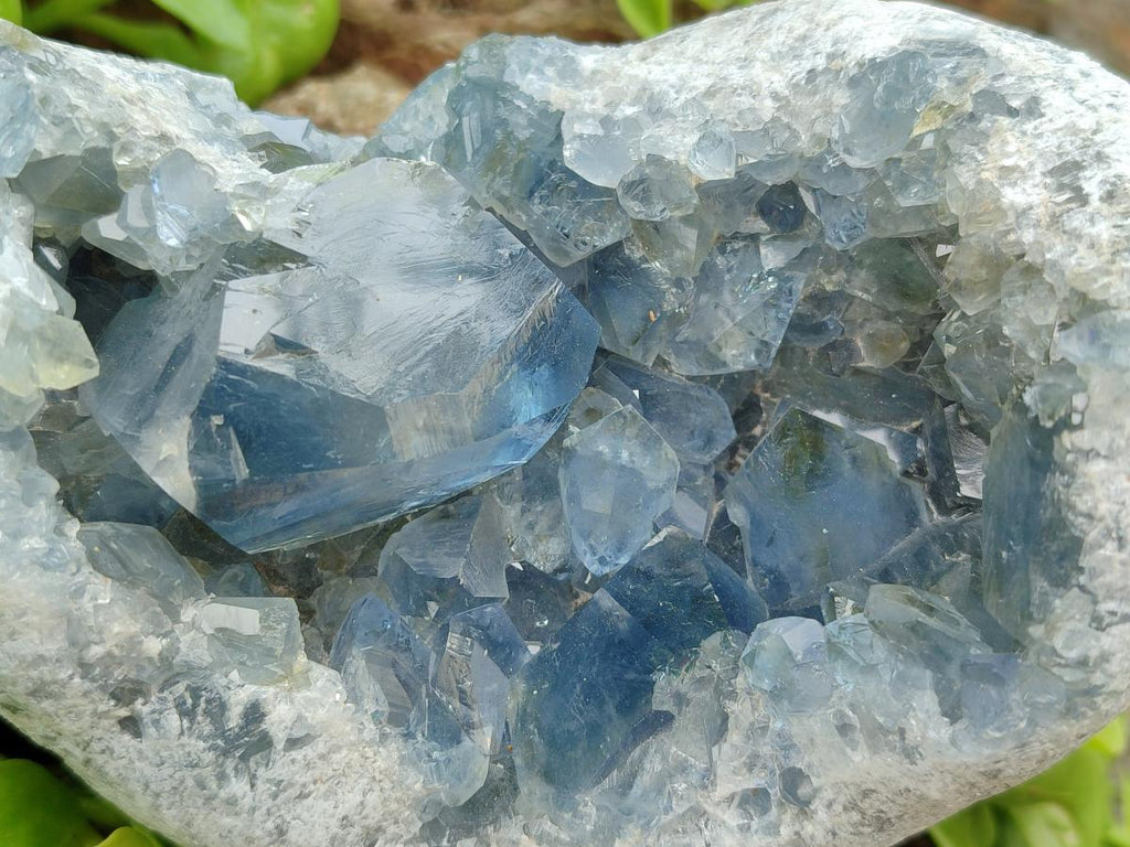 Natural Blue Celestite Geode Cluster Specimens x 2 From Sakoany, Madagascar