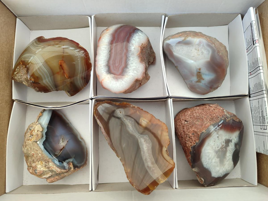 Polished One Side Red Shashe River Agate Nodules x 6 From Shashe River, Zimbabwe
