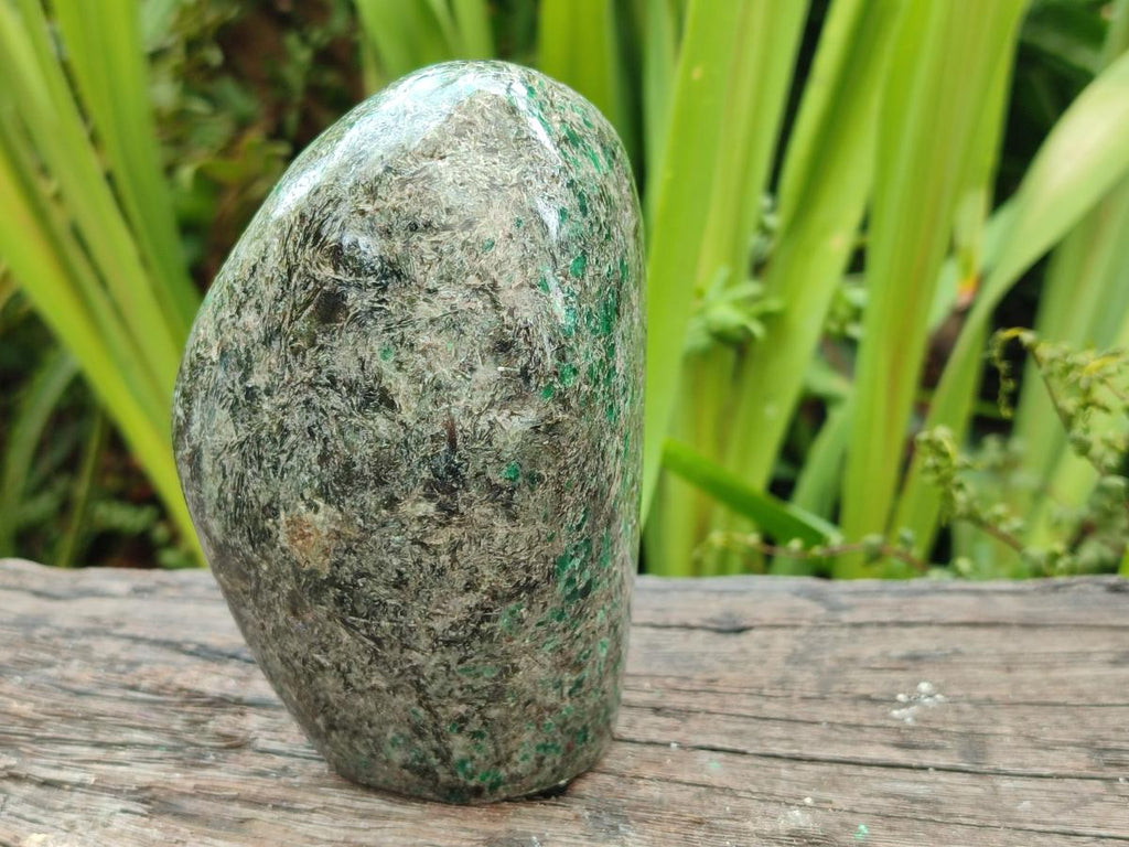 Polished Emerald Mica 'Mutokolite' Standing Free Forms x 2 From Mutoko, Zimbabwe