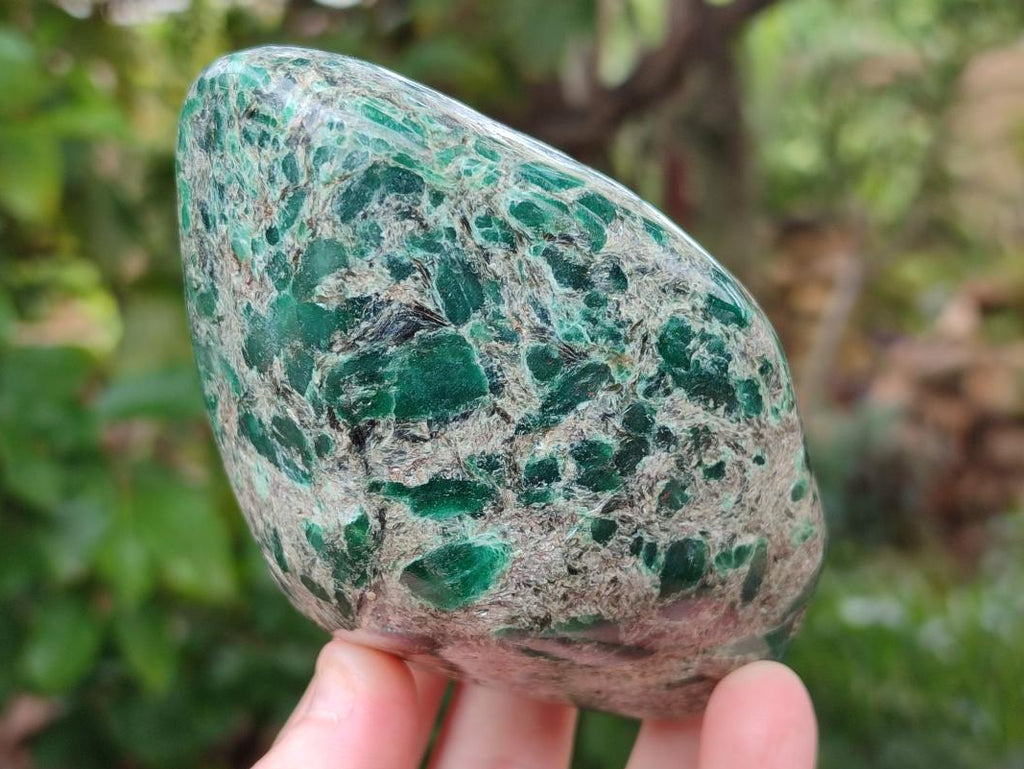 Polished Emerald Mica 'Mutokolite' Standing Free Forms x 2 From Mutoko, Zimbabwe