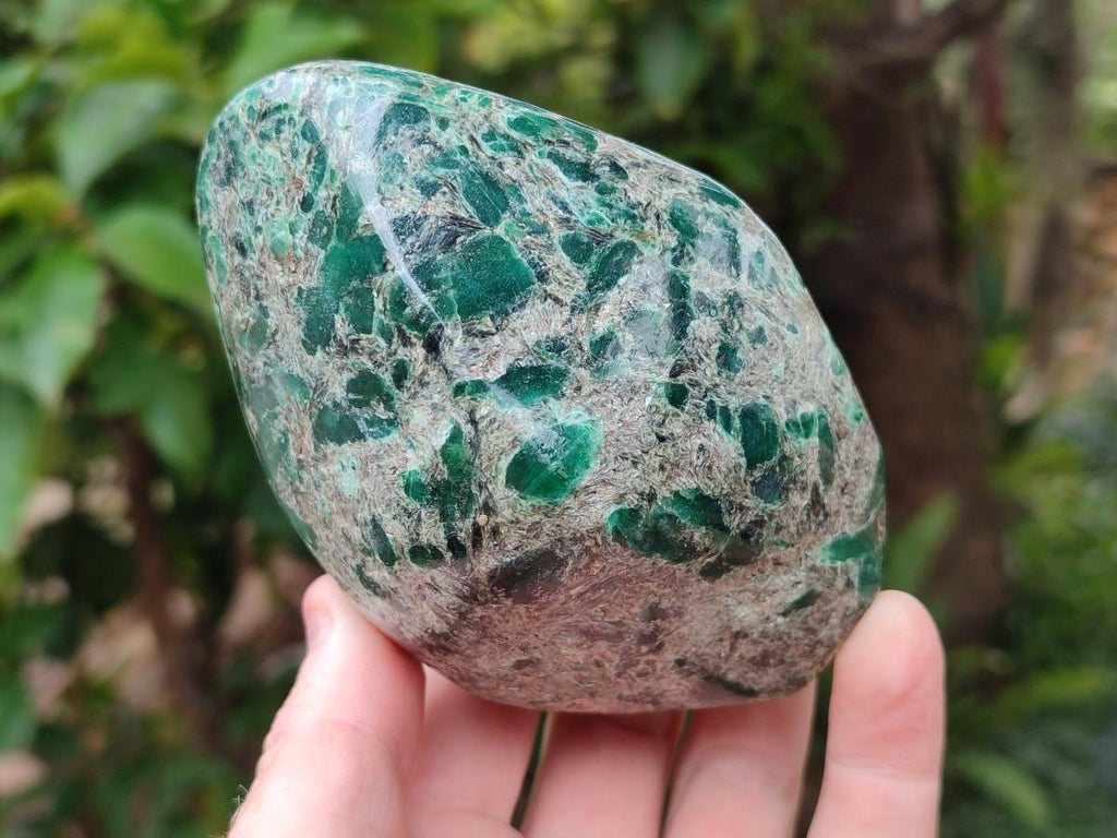 Polished Emerald Mica 'Mutokolite' Standing Free Forms x 2 From Mutoko, Zimbabwe