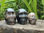Hand Made Smokey Window Quartz Skull Carvings x 3 From Madagascar