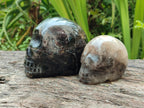 Hand Made Smokey Window Quartz Skull Carvings x 3 From Madagascar